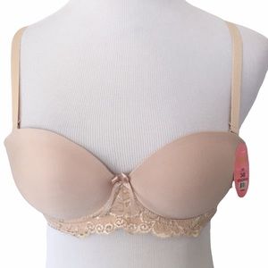Nude Tan Convertible Wired Lace Half-Cup Bra 34B